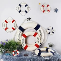 Life Buoy Crafts Living Room Decoration Nautical Style Welcome Decorative Red Blue Life Buoy Home Marine Beach Wall Decoration