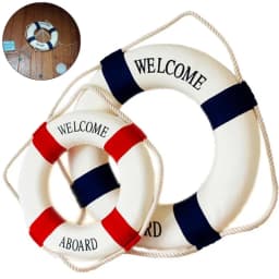 Life Buoy Crafts Living Room Decoration Nautical Style Welcome Decorative Red Blue Life Buoy Home Marine Beach Wall Decoration