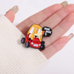 Funny Cartoon Goose Driving Brooch Enamel Pin Custom Hohk Cute Animal Badge Lapel Clothes Backpack Pin Jewelry Accessories Gifts