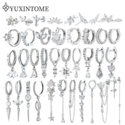 925 Sterling Silver Ear Needle White Zircon Silver Series Earrings ins Tassel Pendant Hoop Earrings For Women Advanced Jewelry