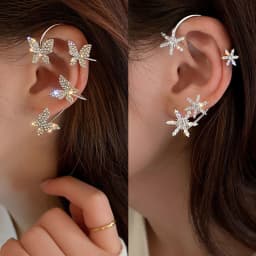 Luxury Star Butterfly Clip Earrings Female Crystal Tassel Ear Clip Earring Sparkling Zircon Ear Cuff Fashion Jewelry accessories