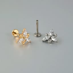 1pcs G23 Solid Titanium CZ Horse eye Flower Cartilage Earring Stud 16G Internally Threaded Sun Helix Ear Tragus Piercing Jewelry