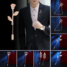 Unisex Multi-Styles Long Needle Insertion Cap Metal Brooch Pin Suit Shirt Collar Corsage Accessory ASLSAW