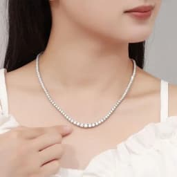 SAIYE 925 Sterling Silver Necklace Zircon Chain Necklace Women Fashion Simple Engagement Wedding Charm Jewelry 4mm 45cm