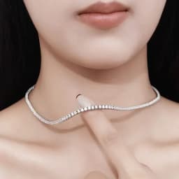 SAIYE 925 Sterling Silver Necklace Zircon Chain Necklace Women Fashion Simple Engagement Wedding Charm Jewelry 4mm 45cm