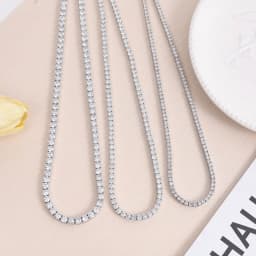 SAIYE 925 Sterling Silver Necklace Zircon Chain Necklace Women Fashion Simple Engagement Wedding Charm Jewelry 4mm 45cm