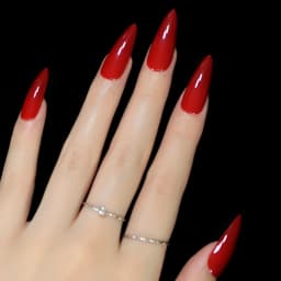 press on fake nails stiletto red glossy finishes
