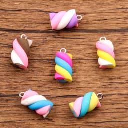 10Pcs 10X20MM 6 Color Colored Cotton Candy Earring Charms Diy Findings Kawaii 3D Keychain Bracelets Pendant For Jewelry Making