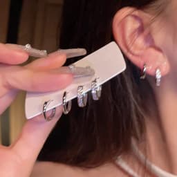 4Pcs/set Aesthetic Zircon Crystal Hoop Earrings for Women Egirl New Y2K 2000S Cool Daily Wear Jewelry Accessorie