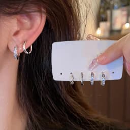 4Pcs/set Aesthetic Zircon Crystal Hoop Earrings for Women Egirl New Y2K 2000S Cool Daily Wear Jewelry Accessorie