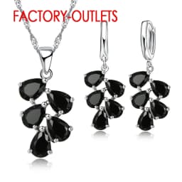925 Sterling Silver Bridal Jewelry Sets Austrian Crystal Plant Shape Necklaces Hoop Earrings Women Girls Party Anniversary