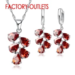 925 Sterling Silver Bridal Jewelry Sets Austrian Crystal Plant Shape Necklaces Hoop Earrings Women Girls Party Anniversary