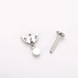 ASTM F136 Titanium Three Marquises with CZ Dangle Cartilage Helix Tragus Piercing Lotus Flower Flat Back Earring Body Jewelry