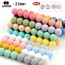 LOFCA 20Pcs Silicone Bead 15MM Food grade silicone beads Used in jewelry making Necklace Bracelets Keychain Jewelry accessories