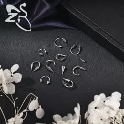 ZS 1PC 16G/18G Spike Nose Rings Stainless Steel Septum Clicker Silver Color Ear Helix Diath Internal Thread Tragus Piercing