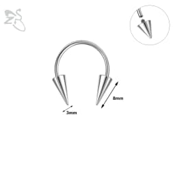 ZS 1PC 16G/18G Spike Nose Rings Stainless Steel Septum Clicker Silver Color Ear Helix Diath Internal Thread Tragus Piercing