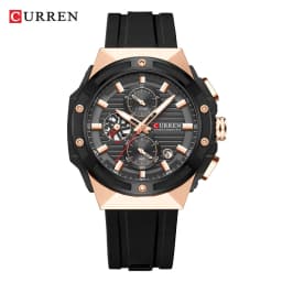CURREN Fashionable Sports Multifunctional Chronograph Quartz Watch with Silicone Strap Creative Design Dial Luminous Hands