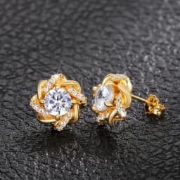 Huitan Dainty Gold Color Cubic Zirconia Stud Earrings for Women Fashion Contracted Design Bridal Wedding Earrings Luxury Jewelry
