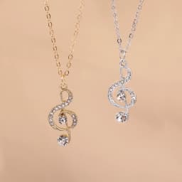 Aihua Gold Silver Color Delicate Crystal Music Note Necklaces for Women Girls Korean Musical Pendant Necklace Jewelry Gifts