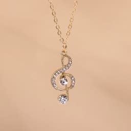 Aihua Gold Silver Color Delicate Crystal Music Note Necklaces for Women Girls Korean Musical Pendant Necklace Jewelry Gifts