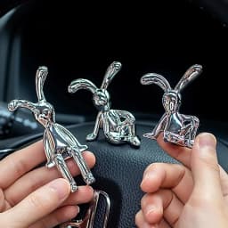 2PC Long-Eared Rabbit Double Statue Cartoon Decoration Accessories Living Room Bedroom Car Decoration Desktop Decorative Ornamet