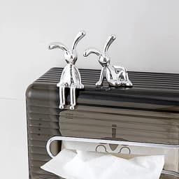 2PC Long-Eared Rabbit Double Statue Cartoon Decoration Accessories Living Room Bedroom Car Decoration Desktop Decorative Ornamet