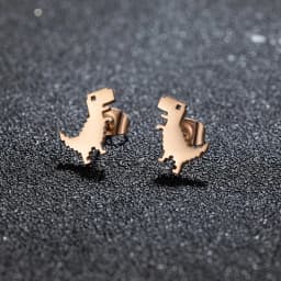 1Pair New Fashion Minimalist Cute Female Stainless Steel Mini Dinosaur Stud Earrings For Girls Jewelry Accessory Gifts GED509