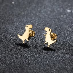 1Pair New Fashion Minimalist Cute Female Stainless Steel Mini Dinosaur Stud Earrings For Girls Jewelry Accessory Gifts GED509