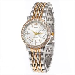 Elegant Women's Two Tone Crystal Watch Stainless Steel Band Quartz Wristwatch Ladies Dress Watches