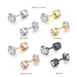 2pcs 20G Hypoallergenic Titanium Steel Stud Earrings for Men Women, Zircon Screw Back Earring Cartilage Tragus Ear Piercing Gift
