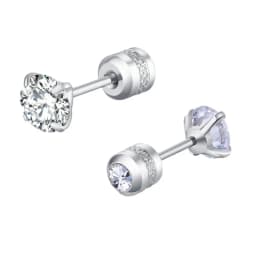 2pcs 20G Hypoallergenic Titanium Steel Stud Earrings for Men Women, Zircon Screw Back Earring Cartilage Tragus Ear Piercing Gift