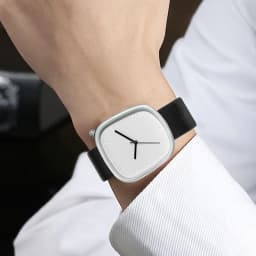 TOMI Men's Minimalist Watch Fashion Versatile Men's and Women's Square Watch Scale Black and White Premium Quartz Watch