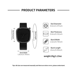 TOMI Men's Minimalist Watch Fashion Versatile Men's and Women's Square Watch Scale Black and White Premium Quartz Watch