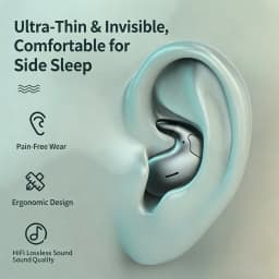 Ultra-Thin Invisible Sleep Earbuds Lightweight Ergonomic Fit Side Sleep Friendly Cloud-Soft Comfort with Built-in Mic