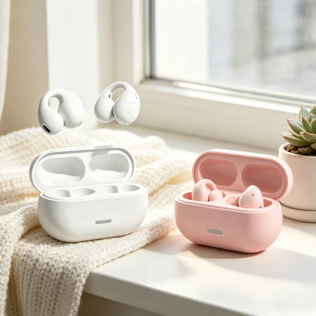 TWS Bluetooth Headset 5.3 Wireless Air Conduction Headphones Clip Ear Music Noise Canceling HD Call Sports Gaming Earphone