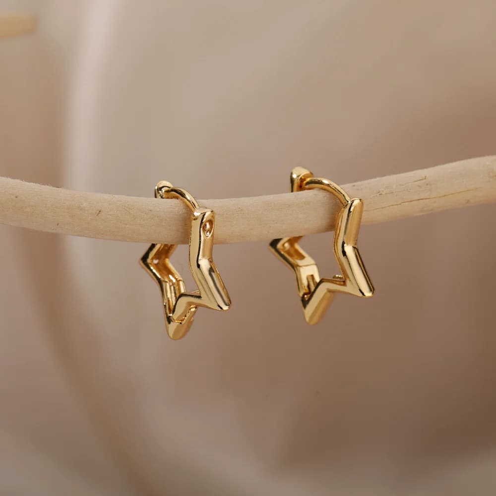 Stainless Steel Star Hoop Earings For Women 2024 Trend New In Luxury Gold Color Earrings Ear Jewelry Gift pendientes mujer