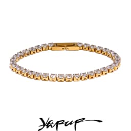 Yhpup 4mm High Quality Shiny Cubic Zirconia Chain Wrist Bracelet Bangle for Women Stainless Steel Exquisite Premium Jewelry New