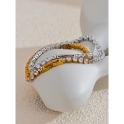 Yhpup 4mm High Quality Shiny Cubic Zirconia Chain Wrist Bracelet Bangle for Women Stainless Steel Exquisite Premium Jewelry New