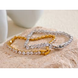 Yhpup 4mm High Quality Shiny Cubic Zirconia Chain Wrist Bracelet Bangle for Women Stainless Steel Exquisite Premium Jewelry New