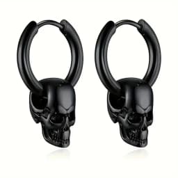 1 Pair Of black Skull Head And Hoops Luxury Earrings of Men's Earring For Jewellery 2024,men's stainless steel earring Women, Go