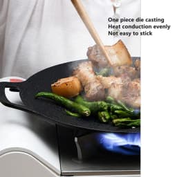 1pc Korean BBQ grill pan Medical stone Coating Non-stick Marble Camping Round Griddle with Handle for Baking,Grill,BBQ