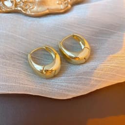 Punk Oval Hoop Earrings Metallic Geometric Ear Buckle Minimalist Style U-shaped Ear Buckle Daily Life Earring Accessories K-