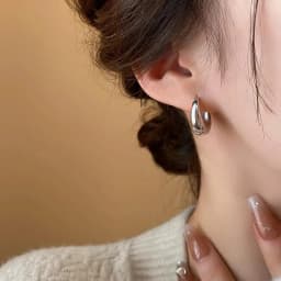 Punk Oval Hoop Earrings Metallic Geometric Ear Buckle Minimalist Style U-shaped Ear Buckle Daily Life Earring Accessories K-