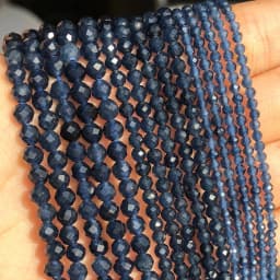 1PC 2/3/4mm Blue Sapphire Natural Faceted Stone Beads Loose Spacer Beads for Jewelry Making DIY Earrings Necklace Charms