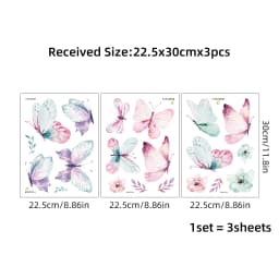 3Pcs Watercolor Butterflies Wall Stickers Kids Room Girls Room Decoration for Children Bedroom Decor for House Living Room