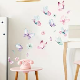 3Pcs Watercolor Butterflies Wall Stickers Kids Room Girls Room Decoration for Children Bedroom Decor for House Living Room