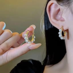 Stylish U-shaped Hoop Earrings Golden Elegant Imitation Pearl Earrings Wedding Party Luxury Accessories Women's Gifts