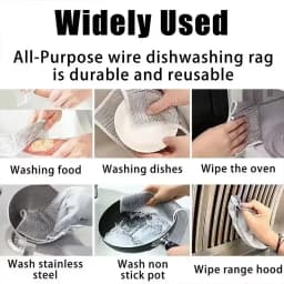 Thickened Steel Wire Cleaning Cloth Non-Scratch Double-layer Iron Microfiber Mesh Dishrag Washing Pot Rags Kitchen Towel