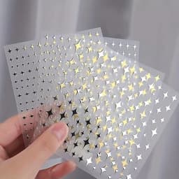 1/4 PCS 3D Metal Silver Golden Starburst Nails Stickers Manicure French Nail Art Decoration Decal Y2K Nail Art Tips Nail Charm