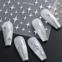 1/4 PCS 3D Metal Silver Golden Starburst Nails Stickers Manicure French Nail Art Decoration Decal Y2K Nail Art Tips Nail Charm